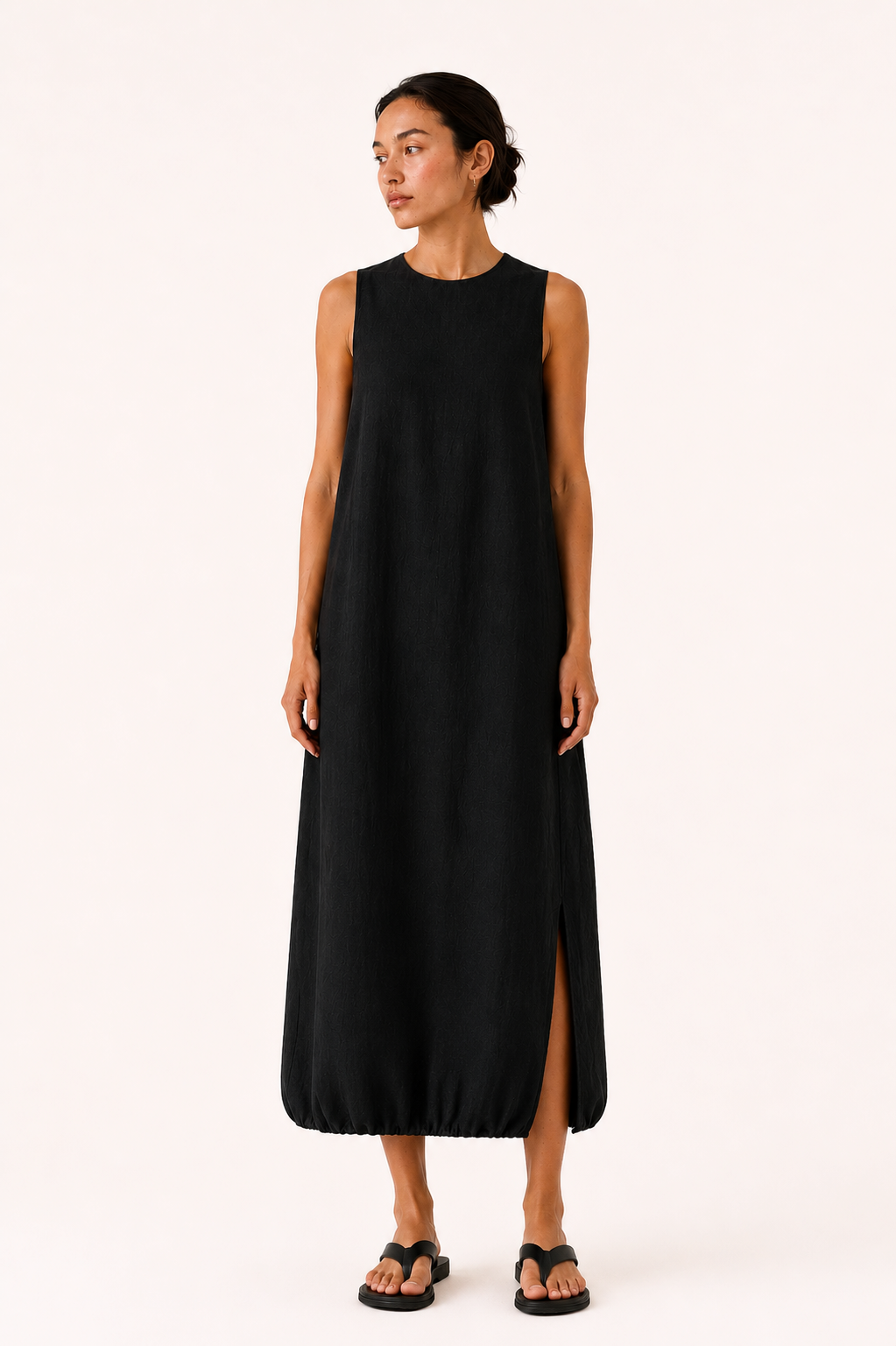 SLEEVELESS LINEN MIDI DRESS – Movesgood