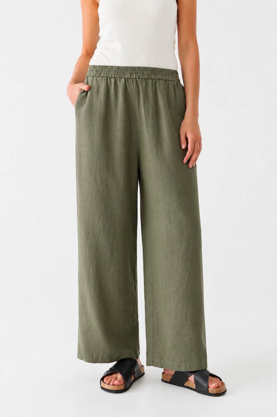 RELAXED WIDE-LEG TROUSERS